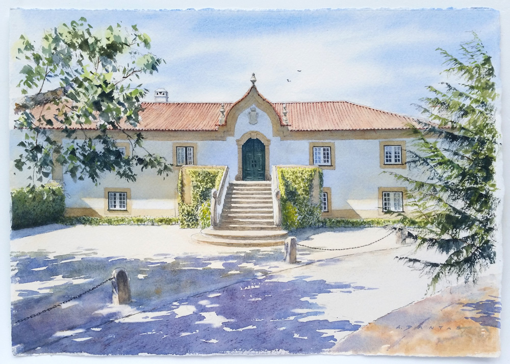 Aguarela da Casa da Coutada, Arcos de Valdevez- Aguarelas de casas por A. Dantas