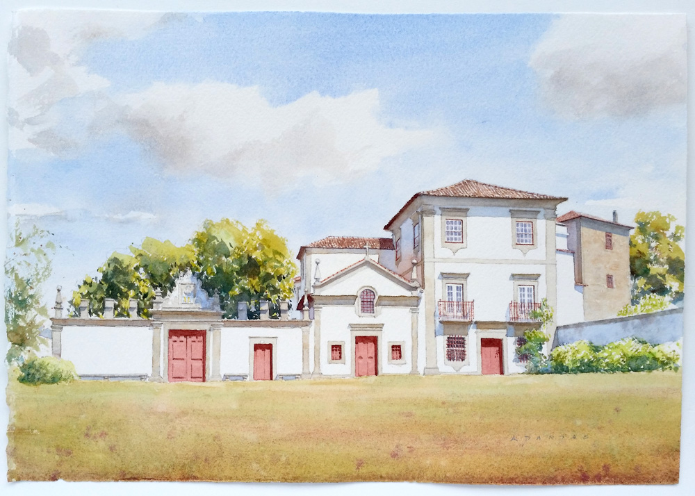 Aguarela da Casa do Cruzeiro, Ponte de Lima por A. Dantas
