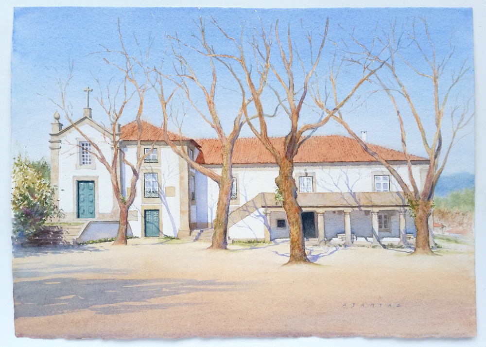 Aguarela da Casa do Outeiro, Ponte de Lima por A. Dantas