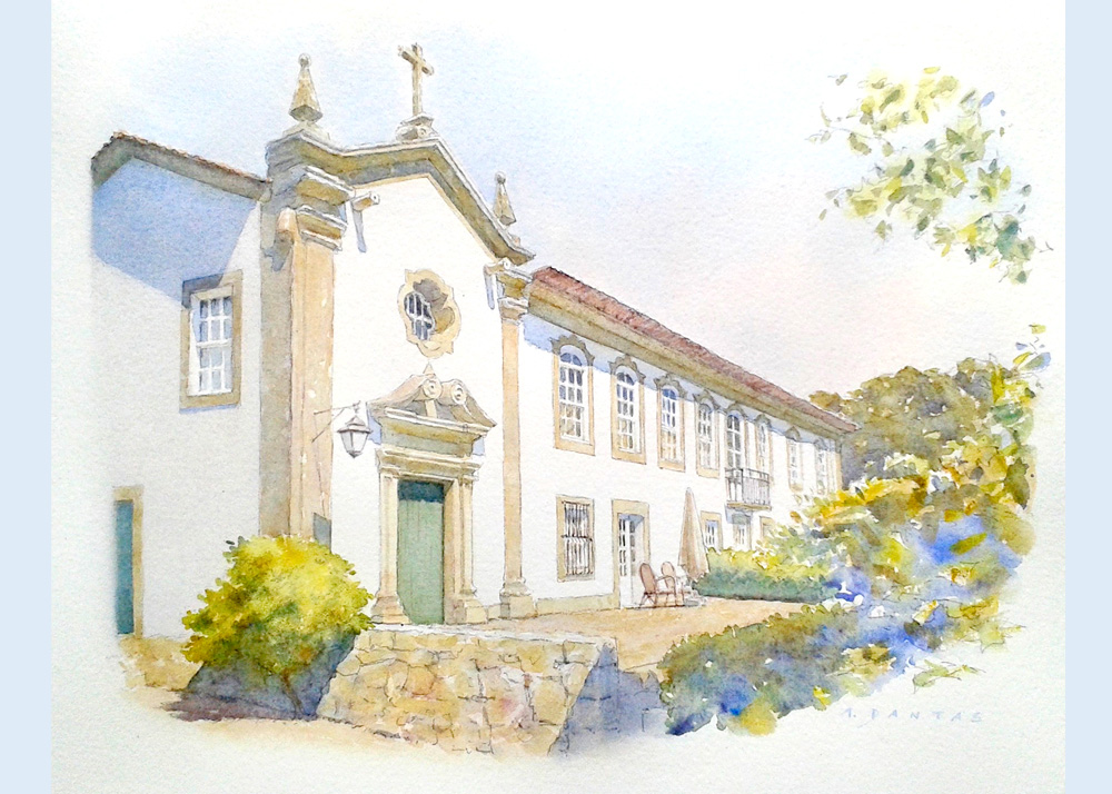 Aguarela da Casa de Sá, Ponte de Lima por A. Dantas