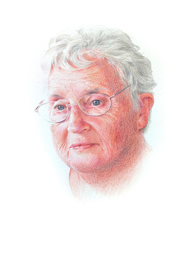 Retrato por encomenda de uma senhora de idade feito a lápis de cor por A Dantas.- aguarelas e retratos por encomenda